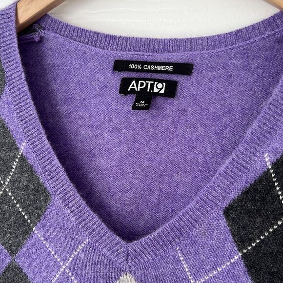 Apt.9 100% cashmere v-neck sweater pullover purple gray Sz Medium - Picture 2 of 8